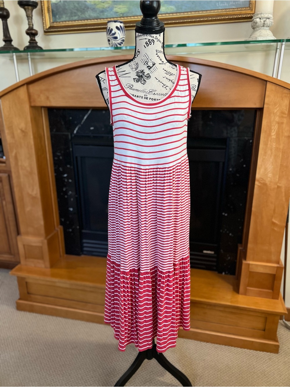 Max Studio Red and White Striped Dress